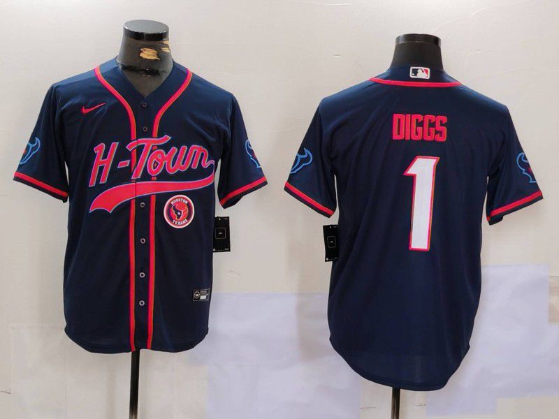 Men Houston Texans #1 Diggs Blue Second generation joint name 2024 Nike Limited NFL Jersey style 3->houston texans->NFL Jersey